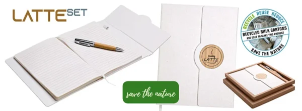 3050151_01 LATTE Notebook with a ballpoint pen in box